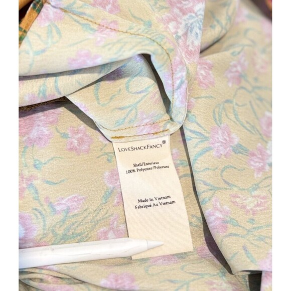 LoveShackFancy Dress Brown Bennington Floral Puffed Mini A Line Babydoll Size 4 - Picture 5 of 13